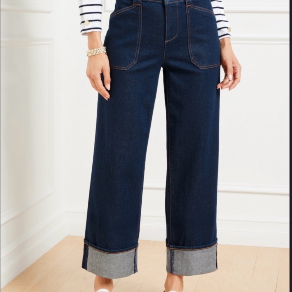 Talbot's straight cropped wide cuff Jeans